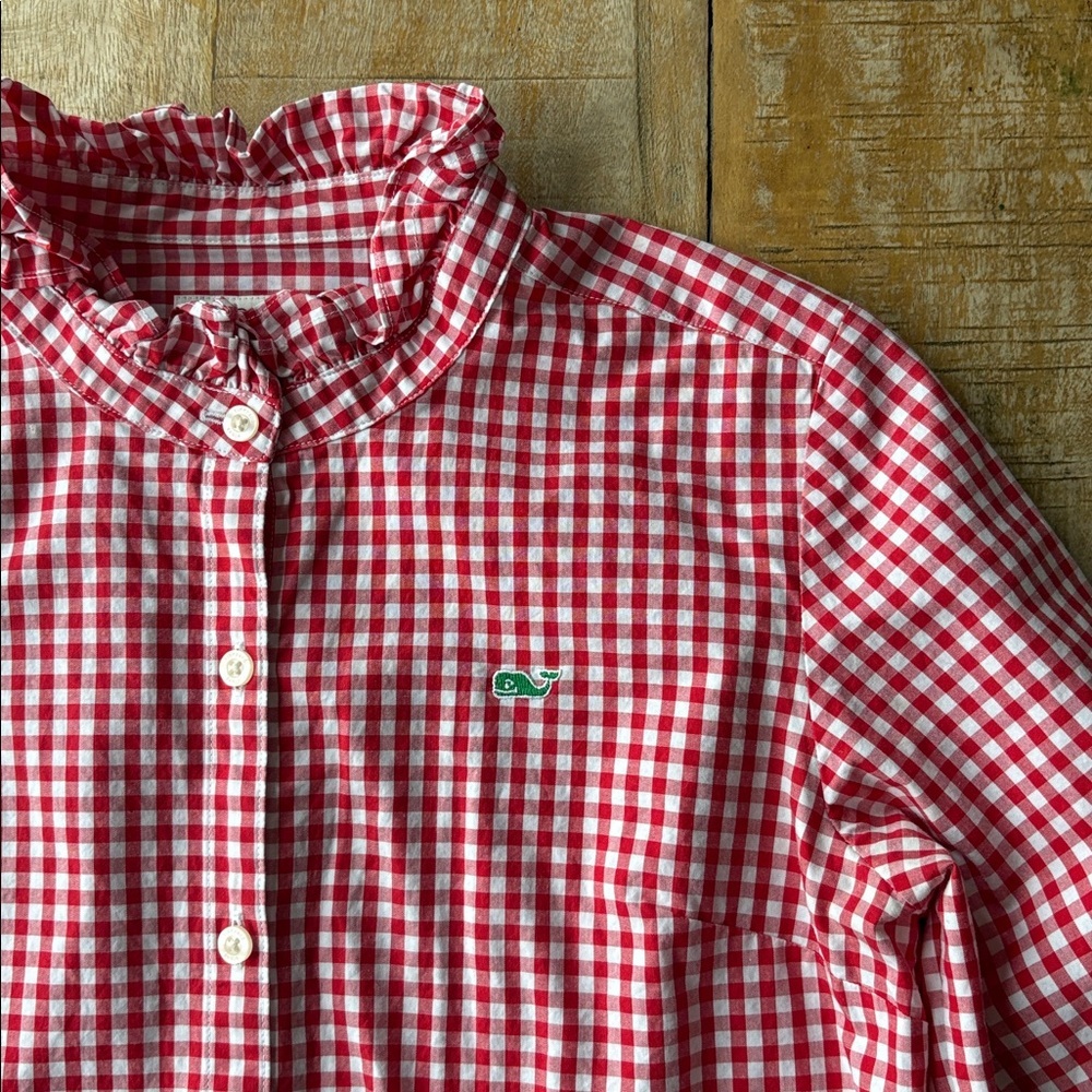 Vineyard Vines Red & White Gingham Button-Down Shirt